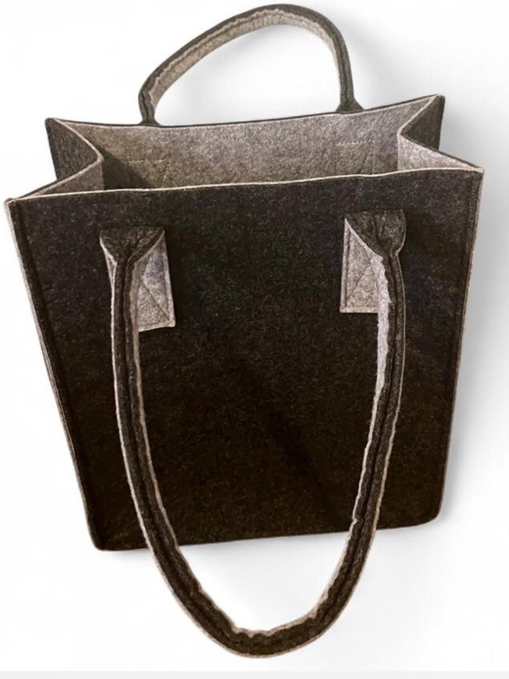 Punctuate Everyday charcoal Felt Tote with light gray accents